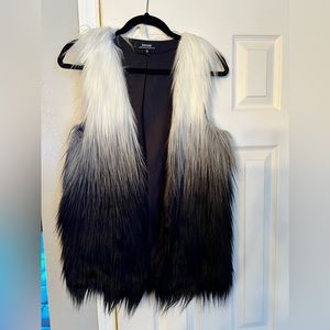 Black & white furry vest